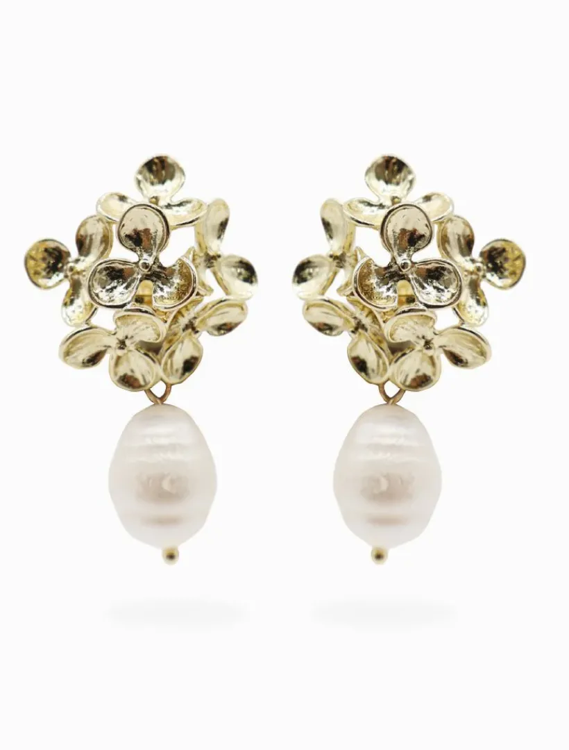 Symposium|Pearl Jewellery*Zjoosh Symposium Daisy Cluster Pearl Drop Earrings