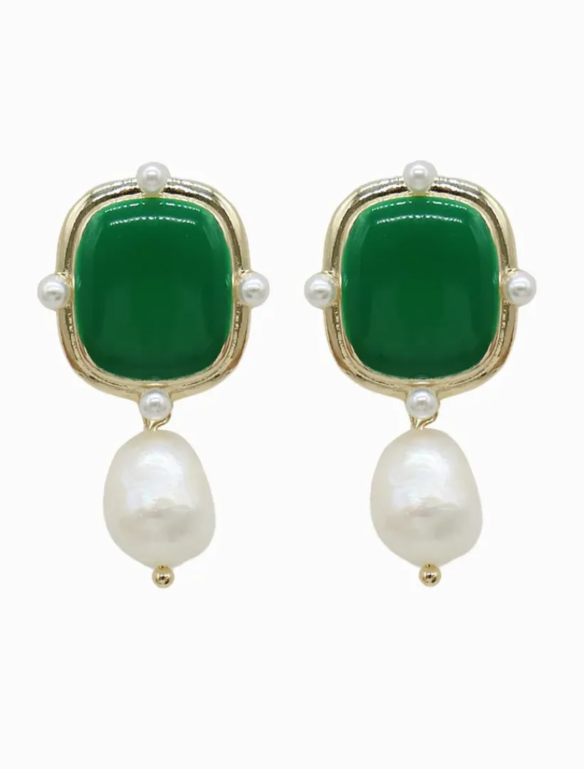 Symposium|Pearl Jewellery*Zjoosh Symposium Emerald Pearl Drop Earrings