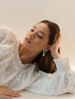 Symposium|Pearl Jewellery*Zjoosh Symposium Emerald Pearl Drop Earrings