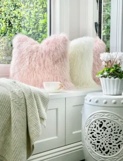 Cushions*Zjoosh Tibetan Fur Cushion Blush