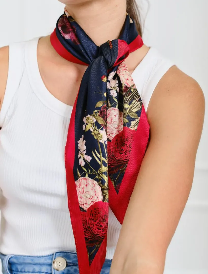 Fashion Scarves|Scarves*Zjoosh Trapezoid Scarf Floral Navy