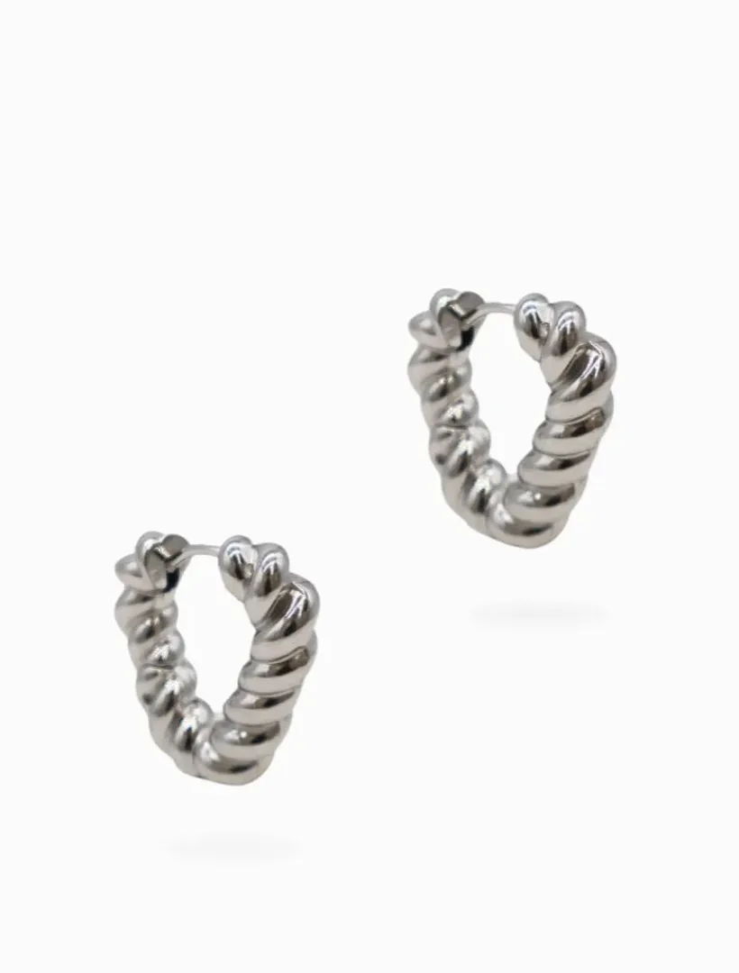 Earrings|Silver Jewellery*Zjoosh Triangle Rope Lever Hoops Silver