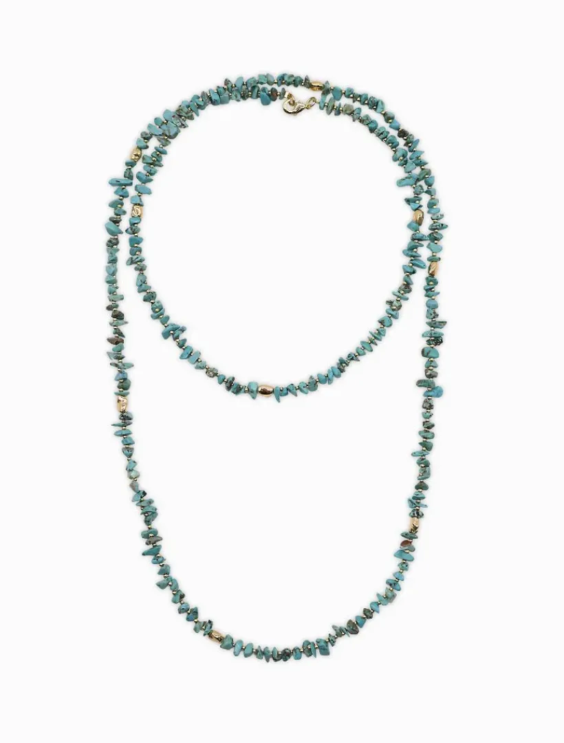 Necklaces*Zjoosh Turquoise and Gold Long Necklace