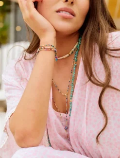 Necklaces*Zjoosh Turquoise and Gold Long Necklace