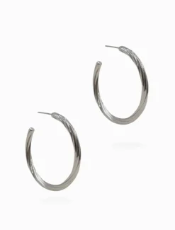 Earrings|Silver Jewellery*Zjoosh Twist Hoop Earrings Silver