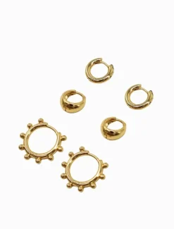 Earrings|Gold Jewellery*Zjoosh Varied Trio Of Hoops Gold