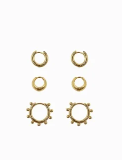 Earrings|Gold Jewellery*Zjoosh Varied Trio Of Hoops Gold