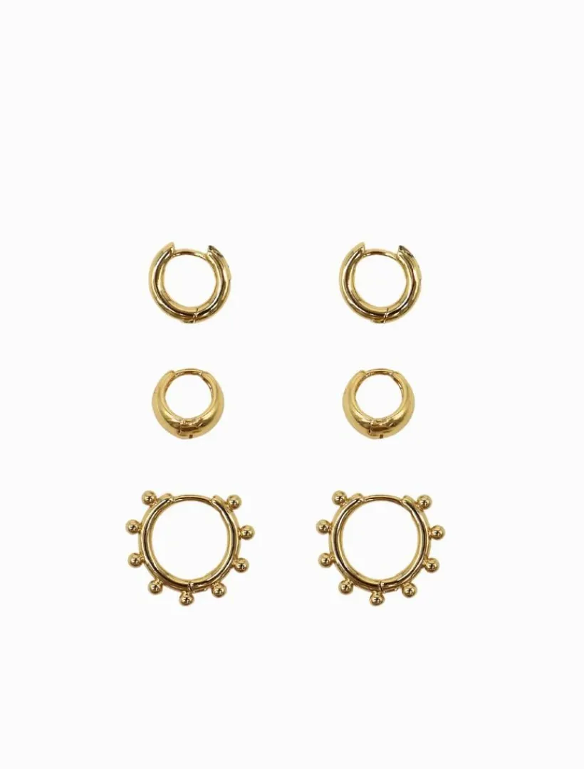 Earrings|Gold Jewellery*Zjoosh Varied Trio Of Hoops Gold