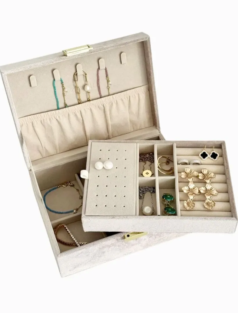Jewellery Storage|Jewellery And Trinket Boxes*Zjoosh Velvet Jewellery Box Champagne