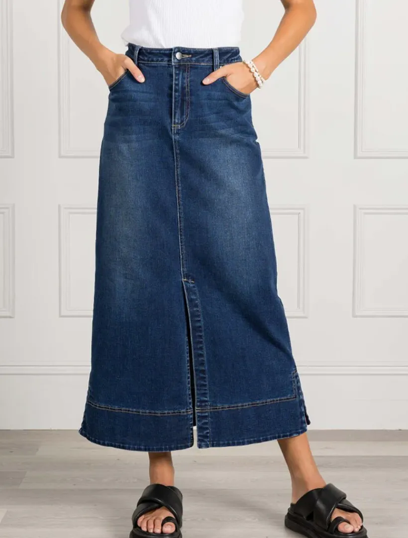 Skirts*Zjoosh Whitney Washed Denim Skirt Indigo