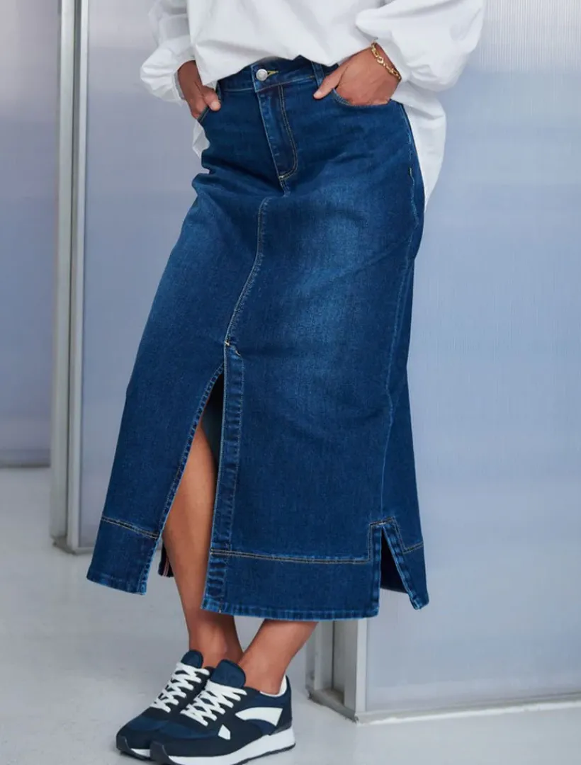 Skirts*Zjoosh Whitney Washed Denim Skirt Indigo