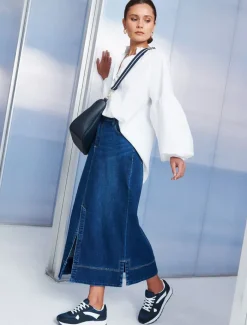 Skirts*Zjoosh Whitney Washed Denim Skirt Indigo