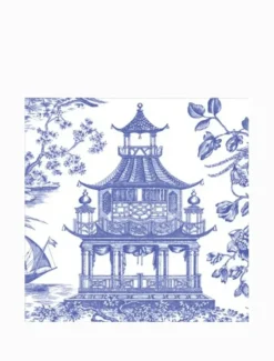 Disposable Napkins*3rd Party Other Williamsburg Chinoiserie Toile Pagoda Blue Lunch Napkins 20pk